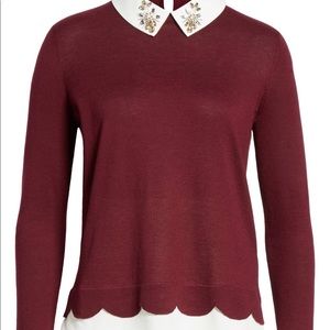 Ted Baker Embellished Collar Sweater, Maroon
